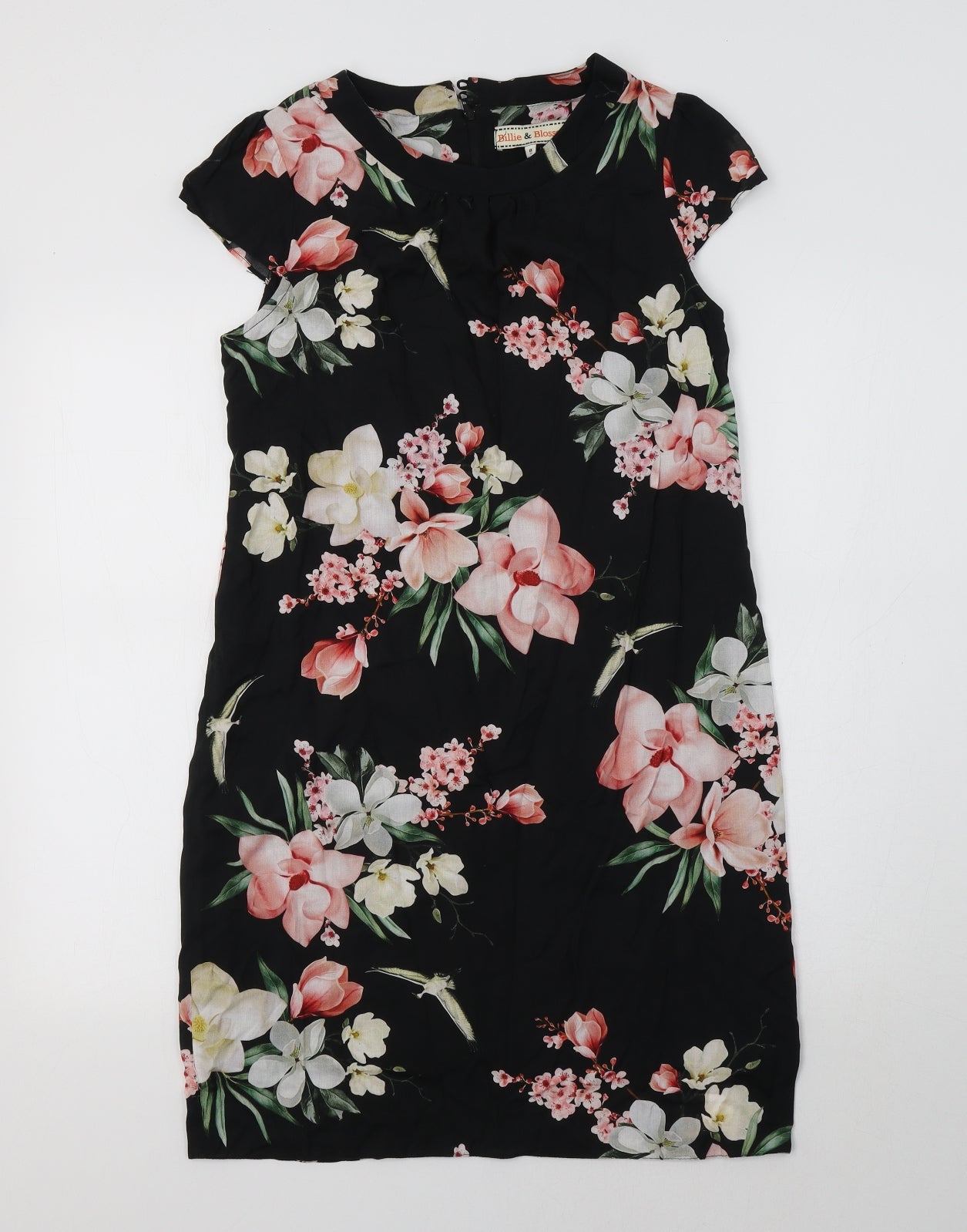 Dorothy Perkins Womens Black Floral  A-Line  Size 8