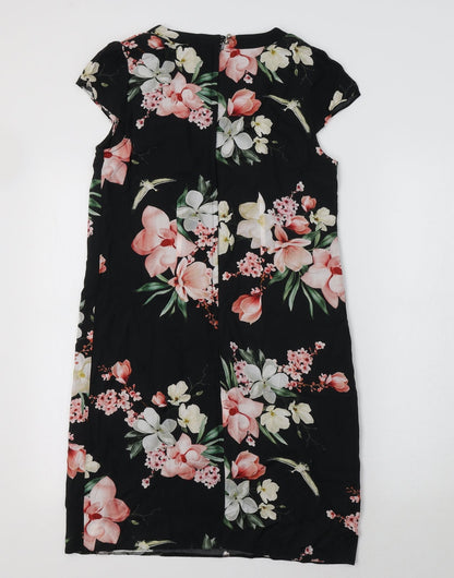 Dorothy Perkins Womens Black Floral  A-Line  Size 8