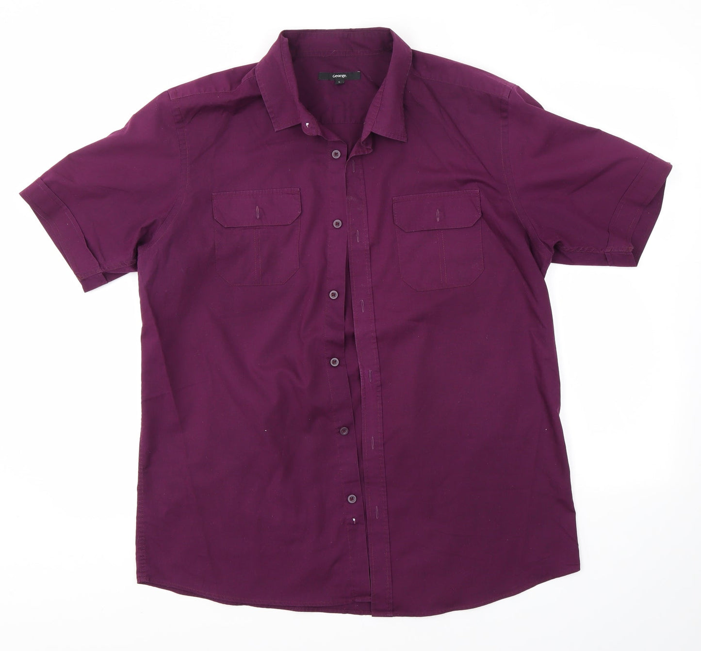 George Mens Purple    Button-Up Size L