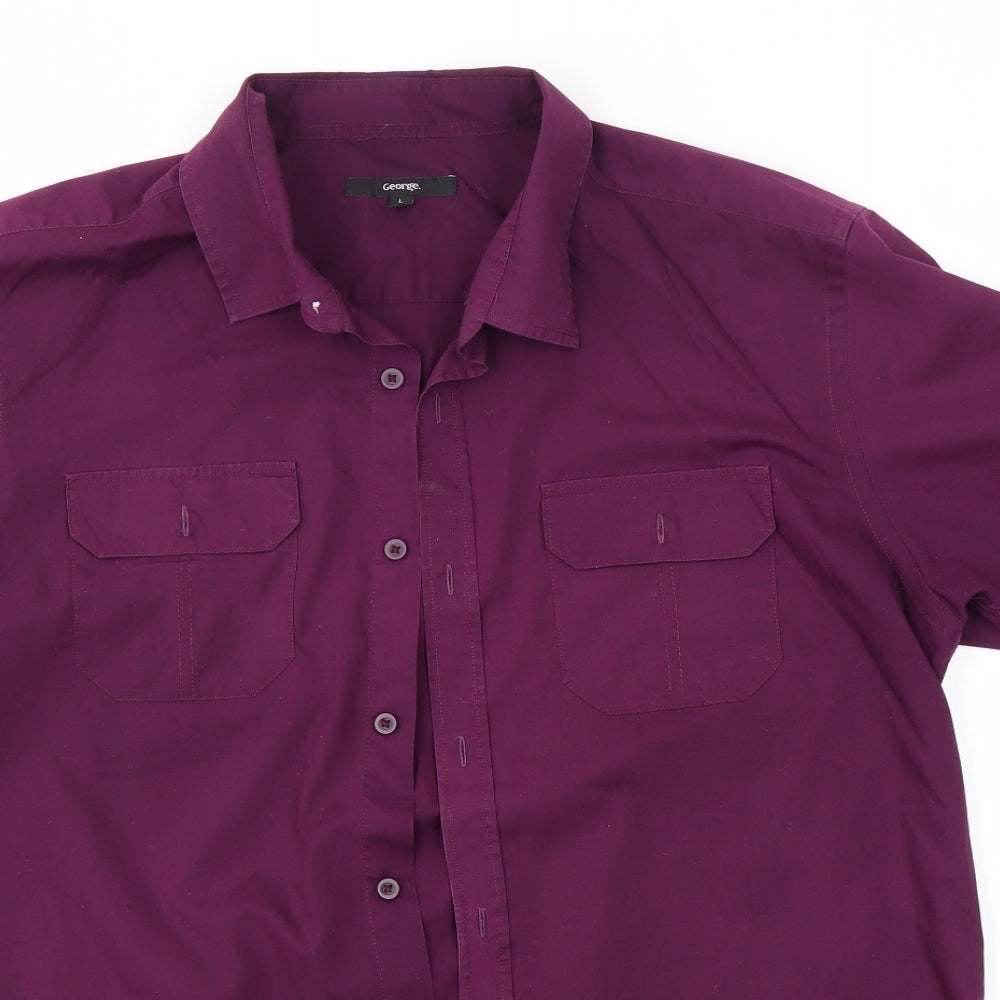 George Mens Purple    Button-Up Size L