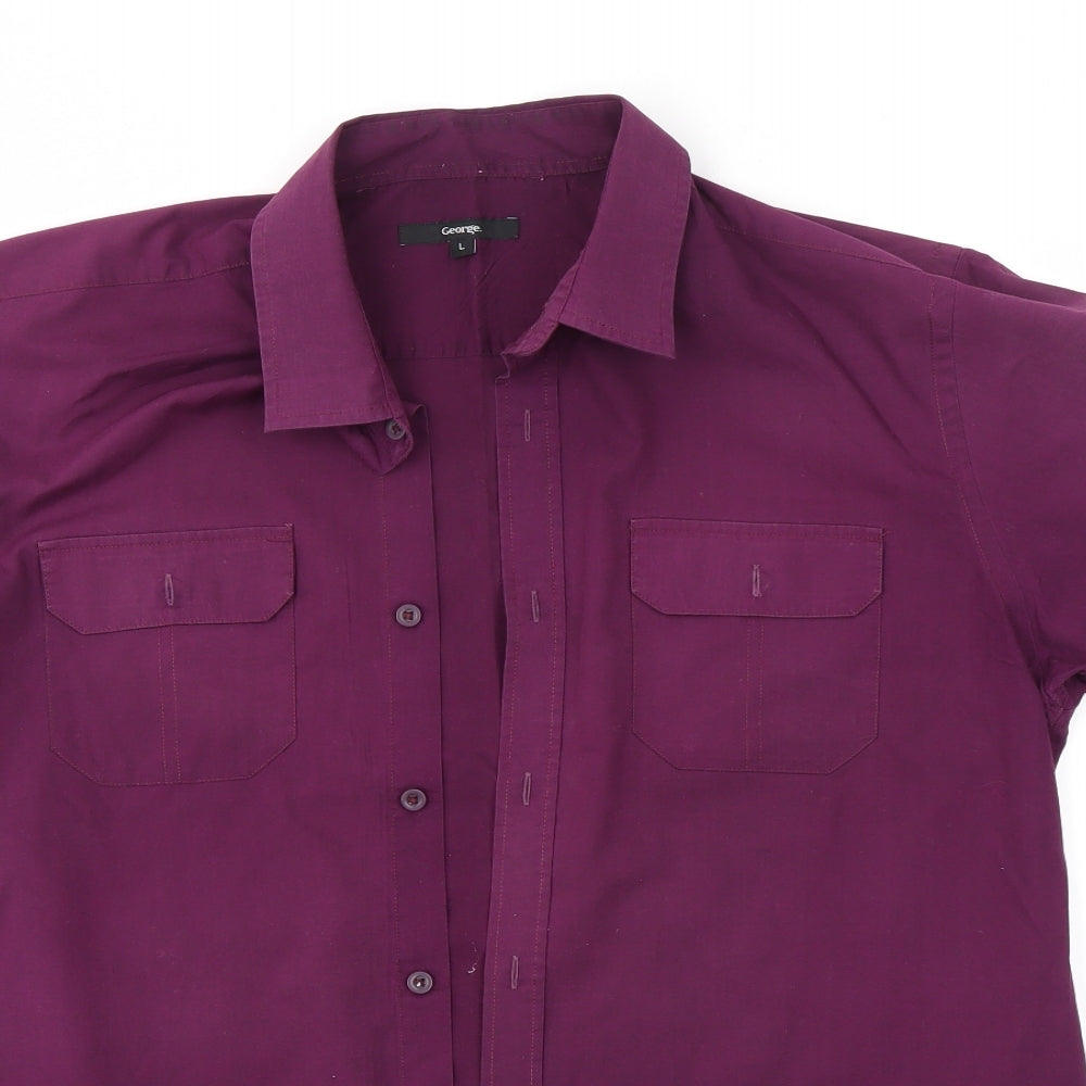 George Mens Purple    Button-Up Size L