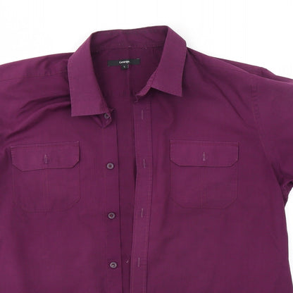 George Mens Purple    Button-Up Size L