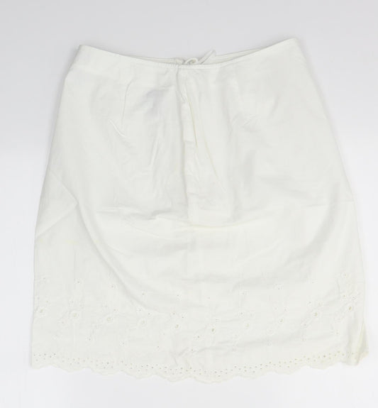M&S Womens White   A-Line Skirt Size 12