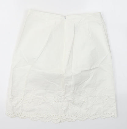 M&S Womens White   A-Line Skirt Size 12