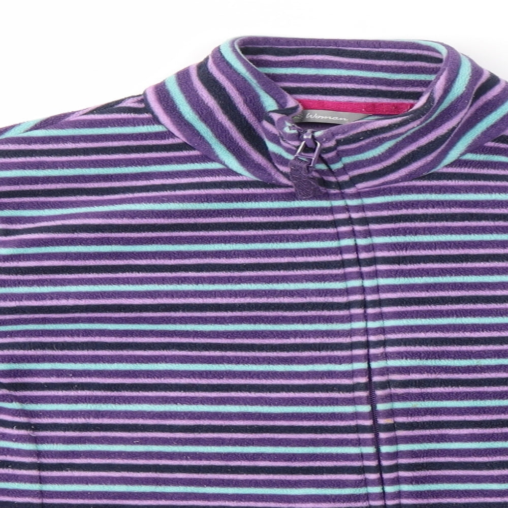 Womens UK Size M M&S Purple Full Zip Jumper