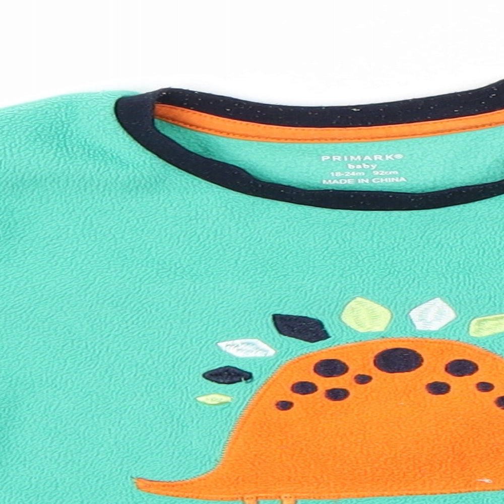 Close-up detail of Primark Baby Green Solid Pyjama Top, size 18-24, Months