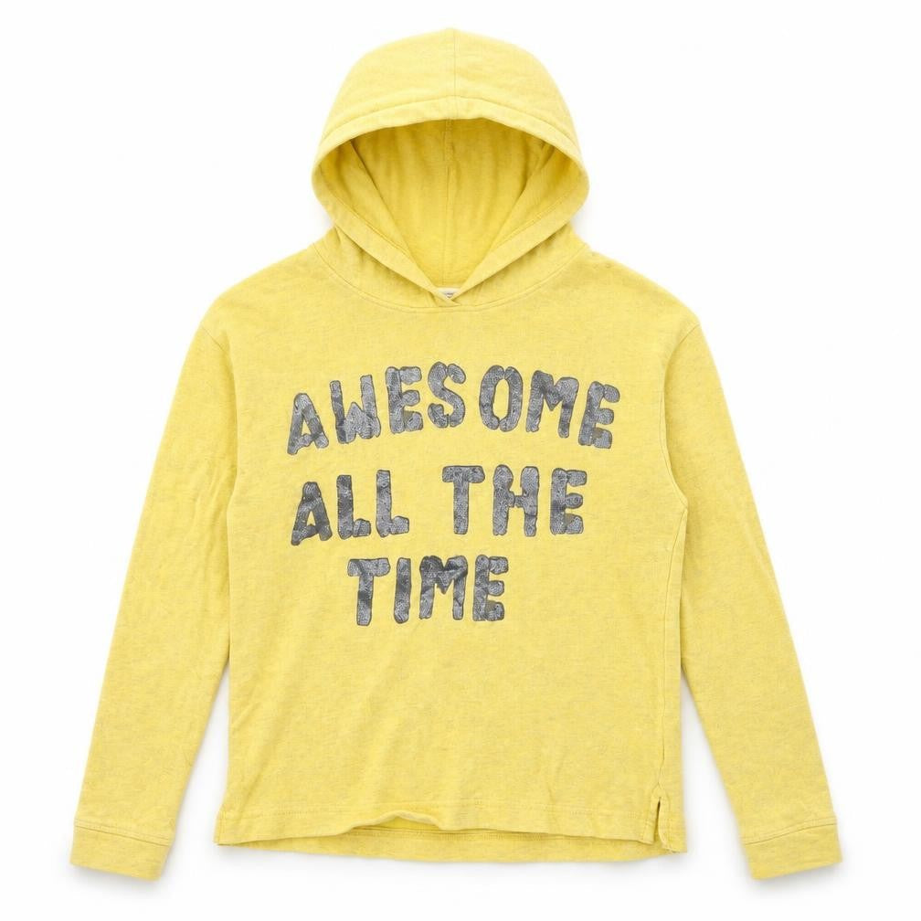 Front view of Next girls’ yellow pullover hoodie, size 11, years
