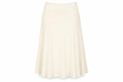 Front view of Riddella women’s beige a-line skirt, size UK 16