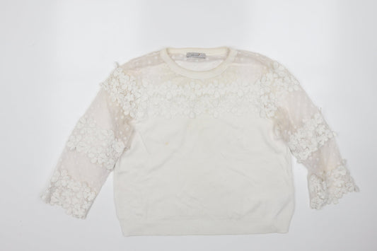 Womens UK Size 16 Per Una White Pullover Jumper
