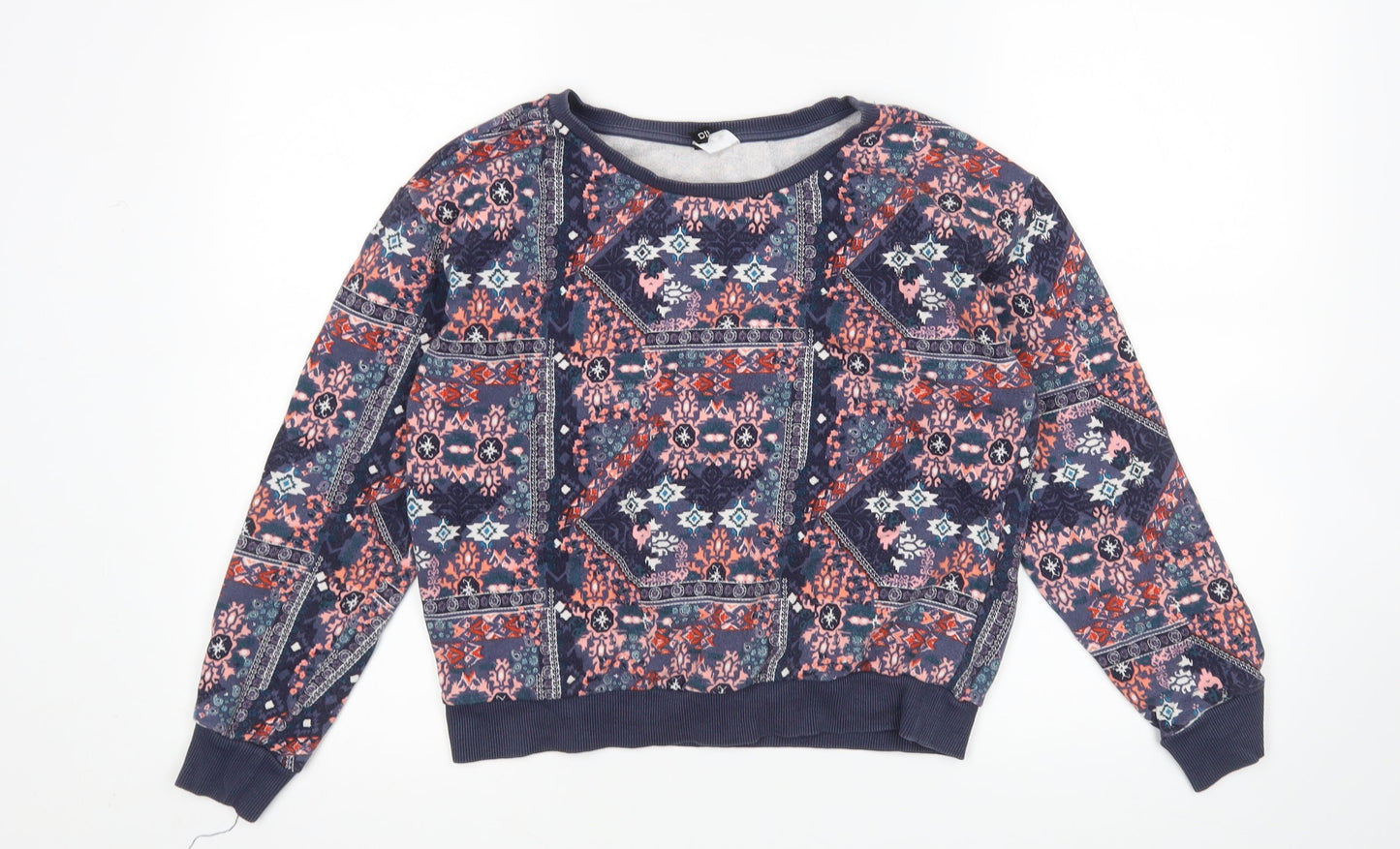 H&M Womens Multicoloured Argyle/Diamond  Pullover Sweatshirt Size S