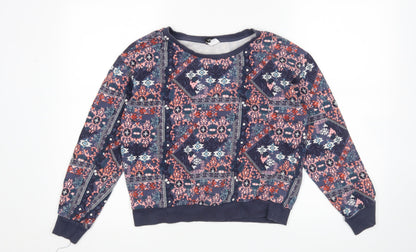 H&M Womens Multicoloured Argyle/Diamond  Pullover Sweatshirt Size S