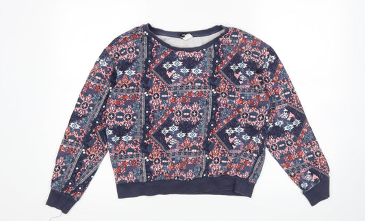 H&M Womens Multicoloured Argyle/Diamond  Pullover Sweatshirt Size S