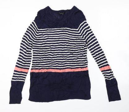 F&F Womens Blue Striped  Pullover Jumper Size 10