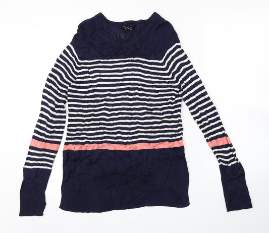 F&F Womens Blue Striped  Pullover Jumper Size 10