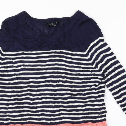 F&F Womens Blue Striped  Pullover Jumper Size 10