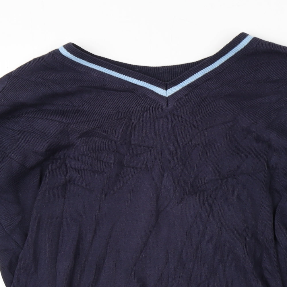 Close-up detail of MAGICFIT men’s blue jumper