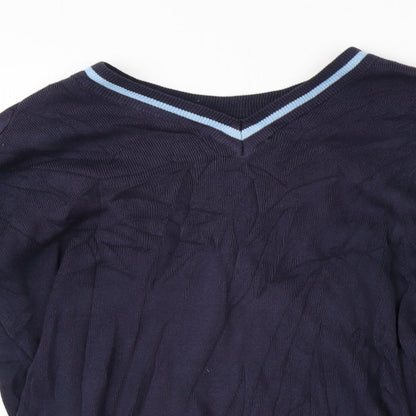 Close-up detail of MAGICFIT men’s blue jumper