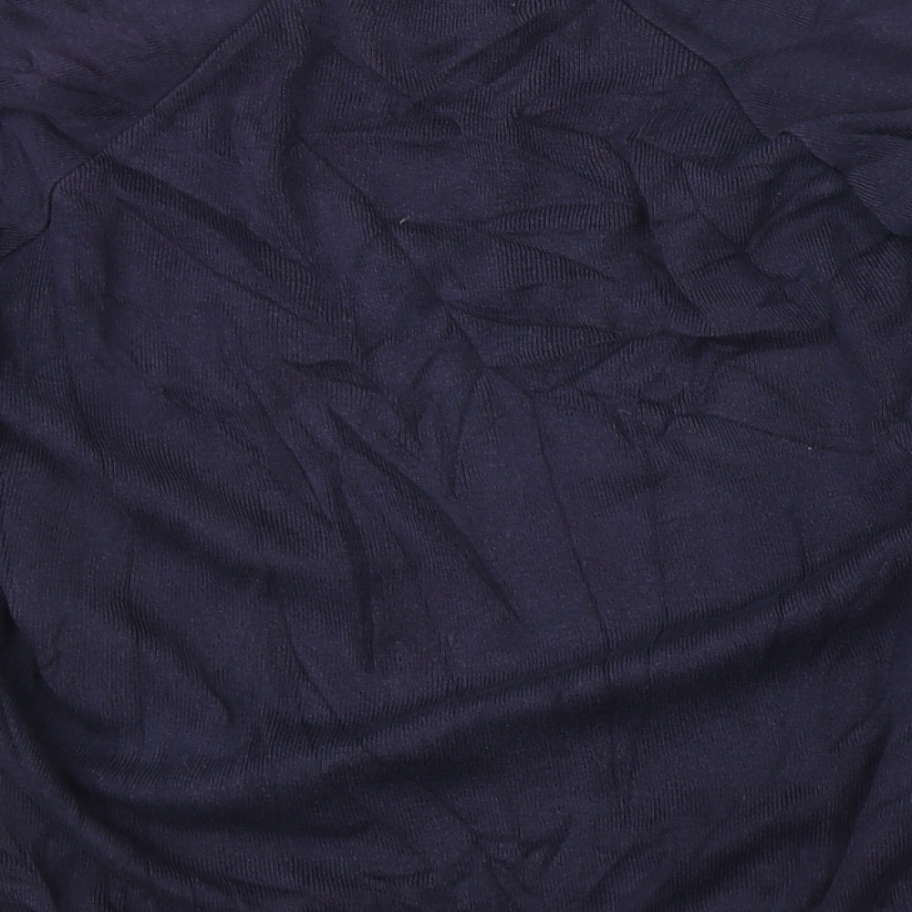 Brand and care label for MAGICFIT men’s blue jumper