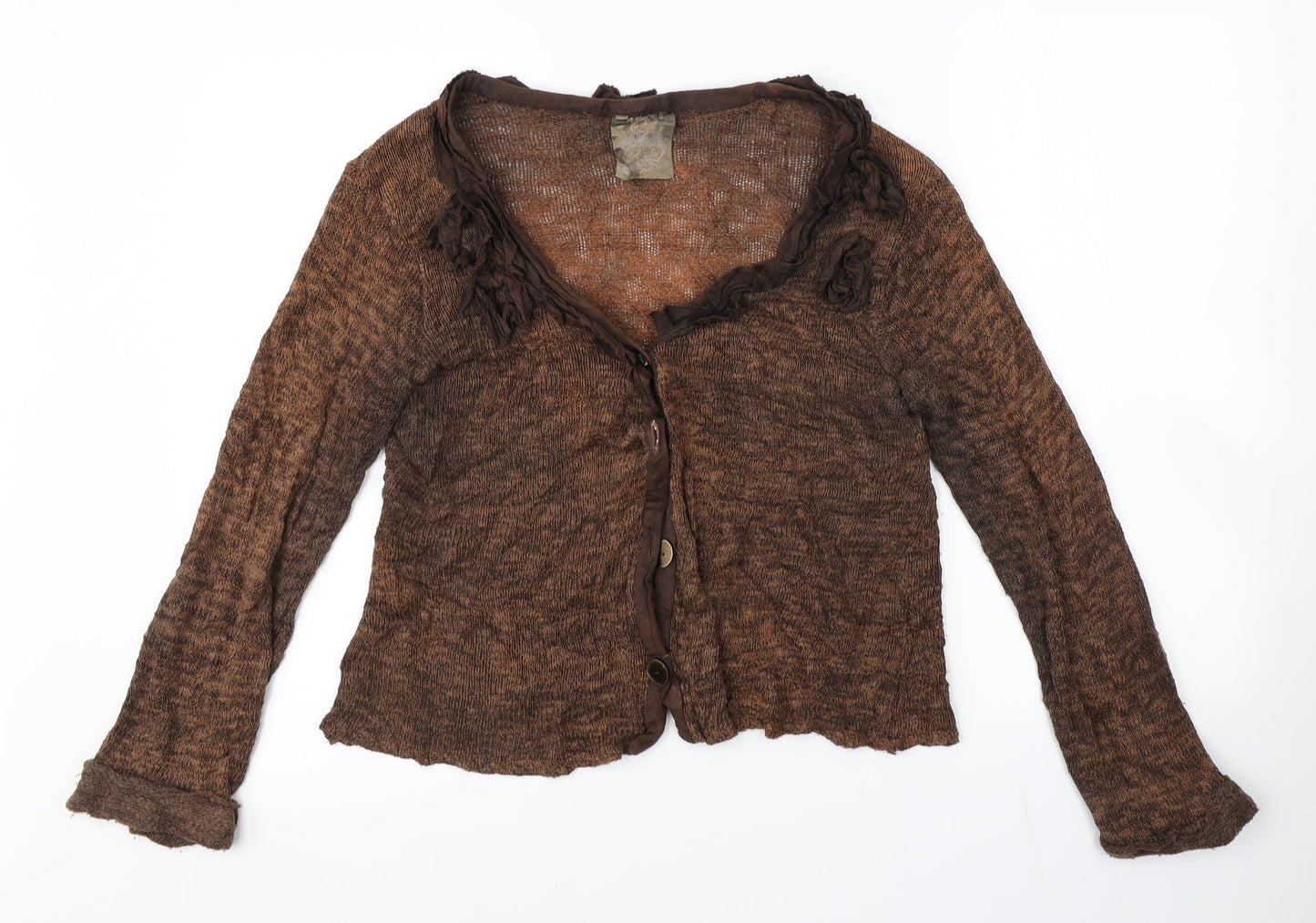 Womens UK Size 2 Preworn Brown Cardigan Jumper