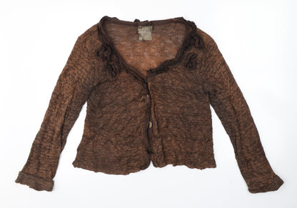 Womens UK Size 2 Preworn Brown Cardigan Jumper