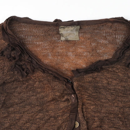 Womens UK Size 2 Preworn Brown Cardigan Jumper