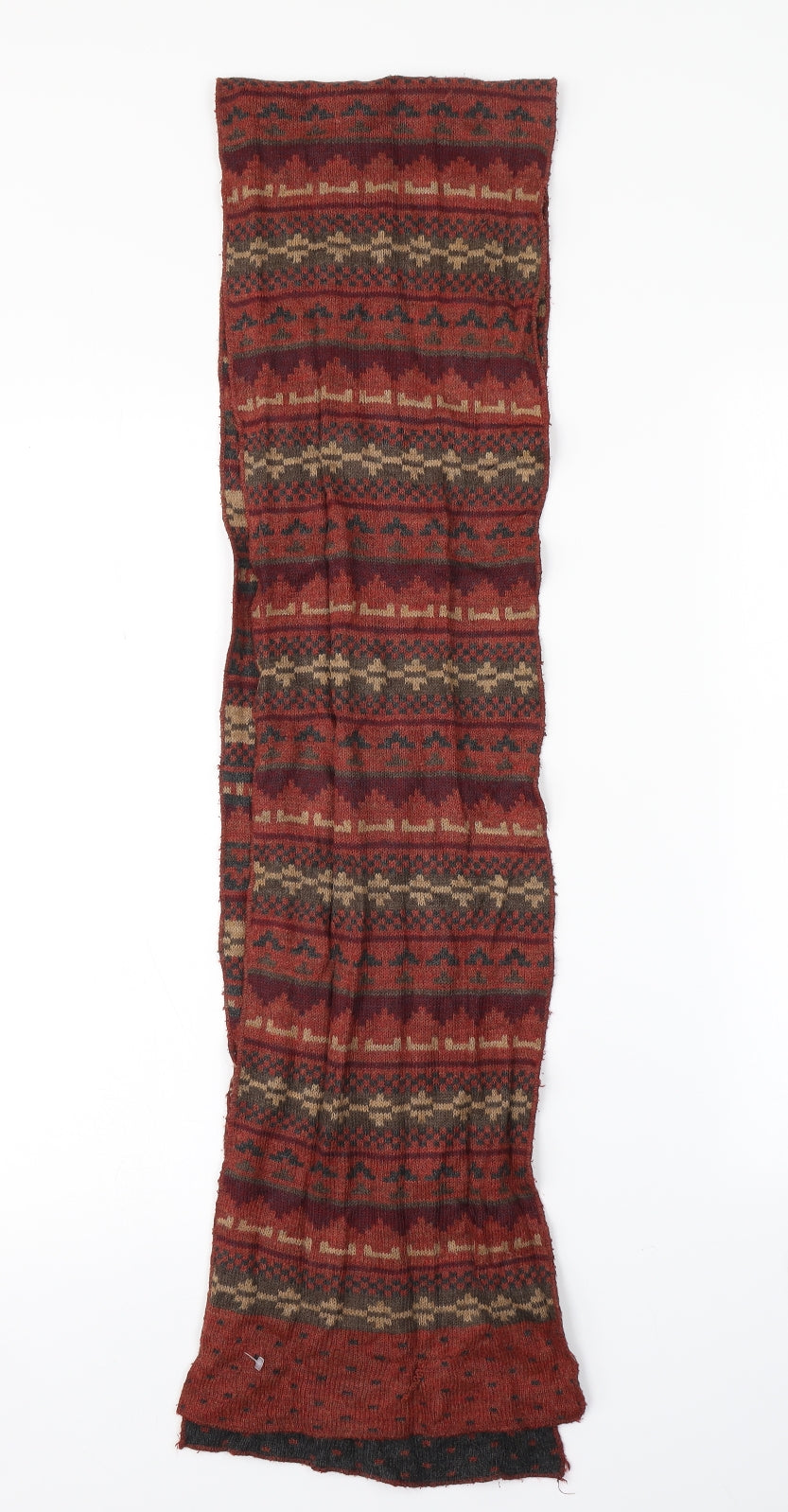 Front view of Preworn unisex multicoloured striped scarf one size