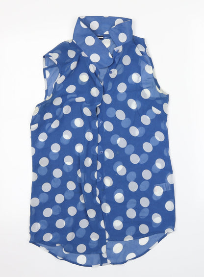 NEXT Womens Blue Polka Dot  Basic Button-Up Size 6