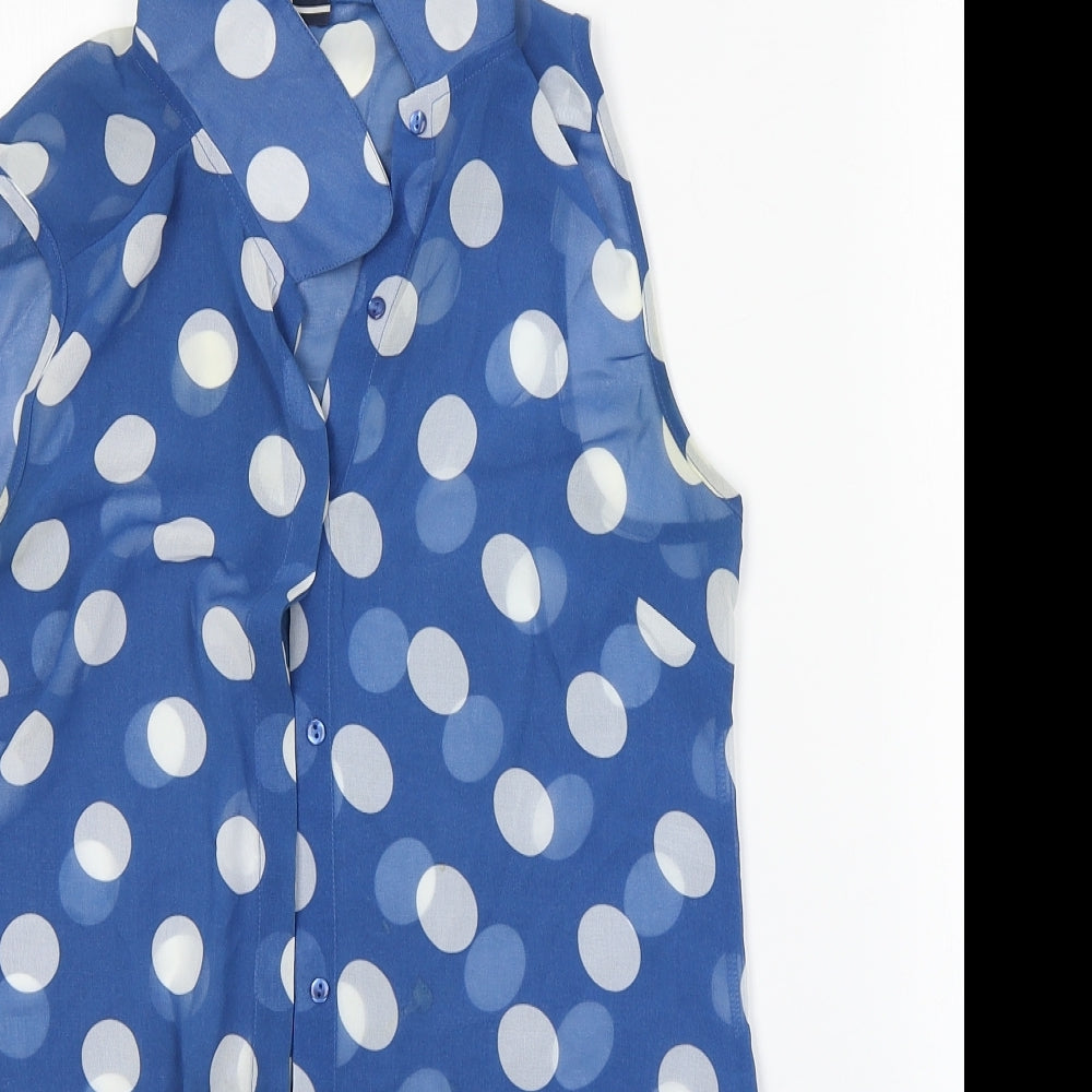 NEXT Womens Blue Polka Dot  Basic Button-Up Size 6