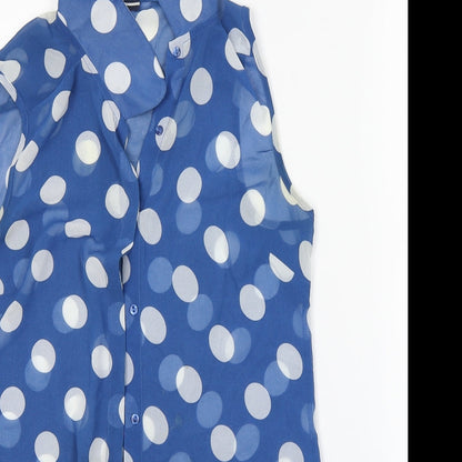 NEXT Womens Blue Polka Dot  Basic Button-Up Size 6