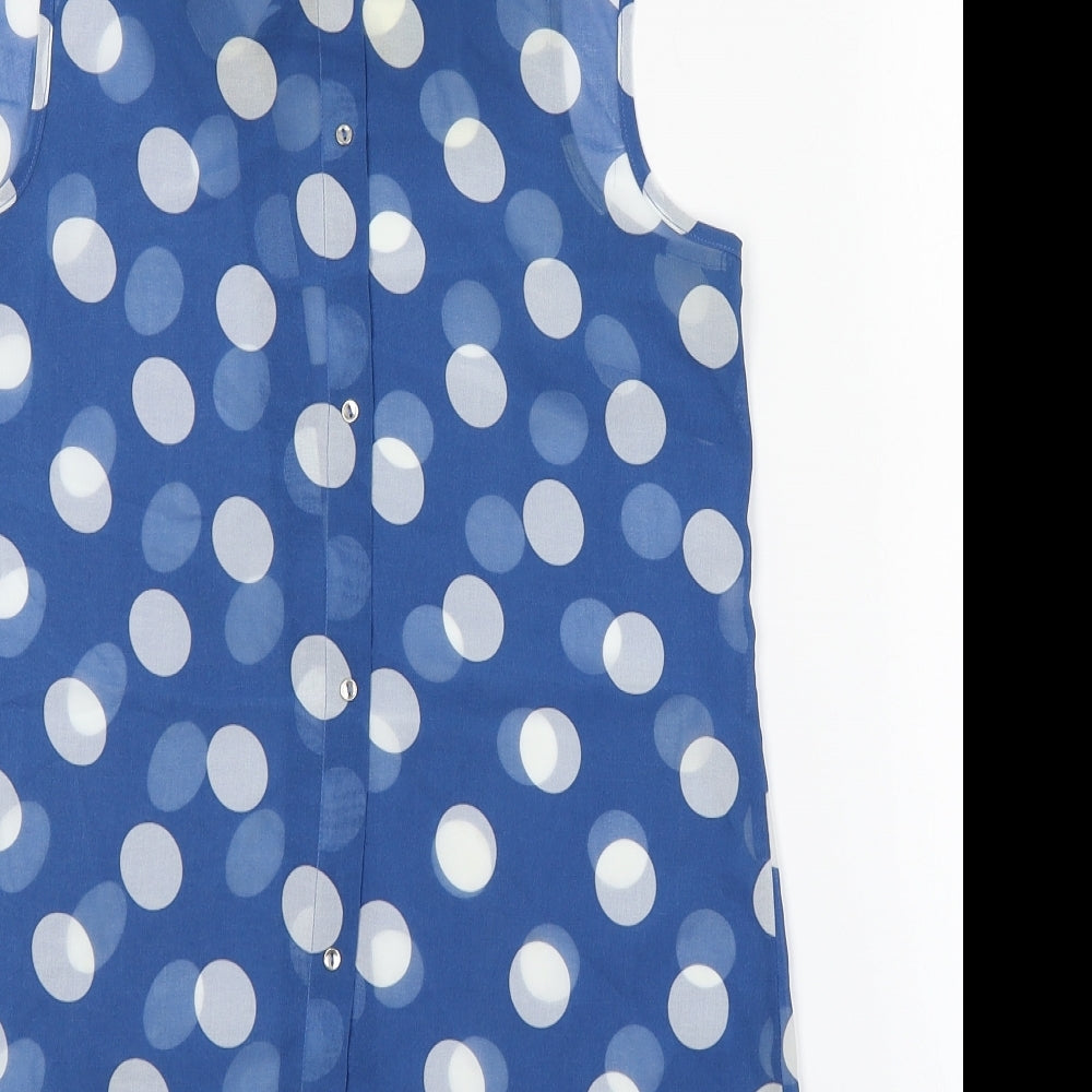 NEXT Womens Blue Polka Dot  Basic Button-Up Size 6