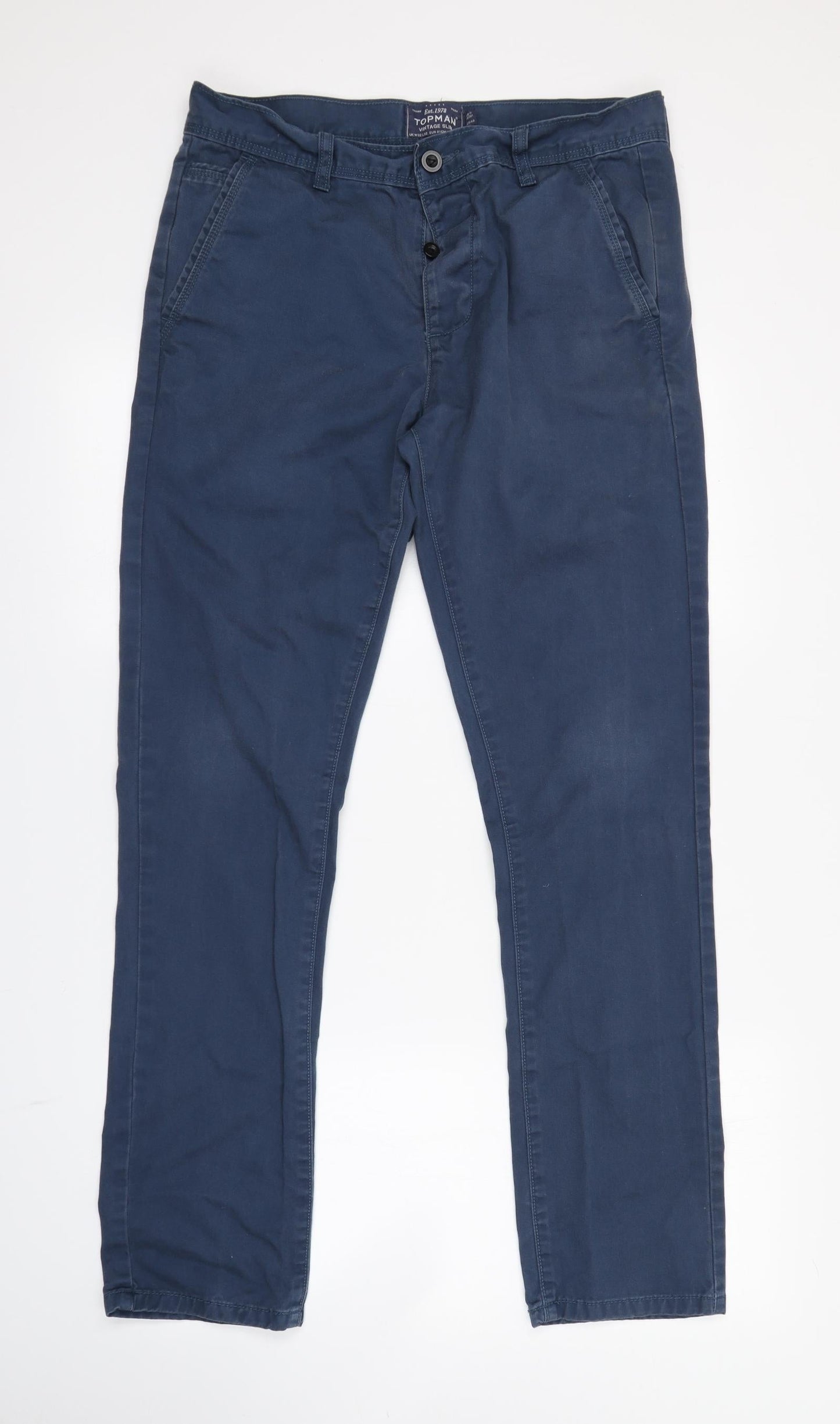 Womens UK Size 32 in Topman Regular Fit Chino Blue Trousers