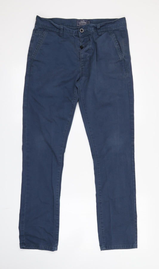 Womens UK Size 32 in Topman Regular Fit Chino Blue Trousers