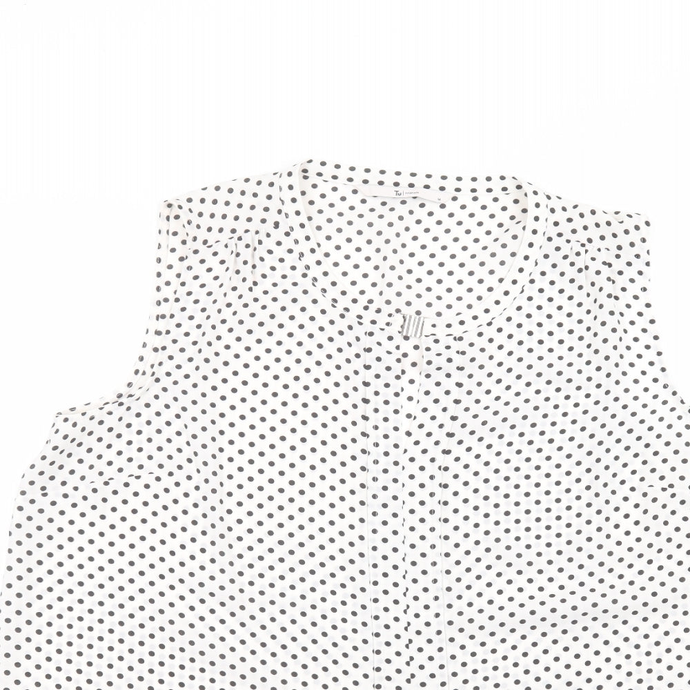 TU Womens White Polka Dot  Basic T-Shirt Size 14