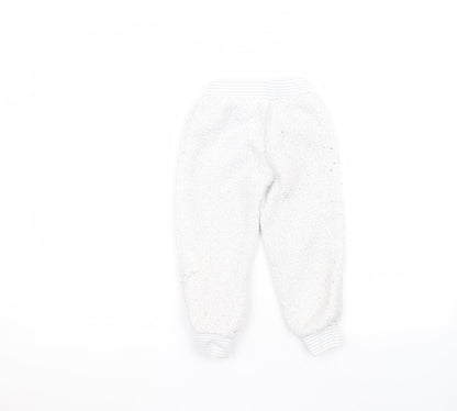 F&F Girls White   Sweatpants Trousers Size 4-5 Years