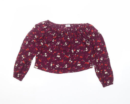 Hollister Womens Purple Floral  Basic Blouse Size XS