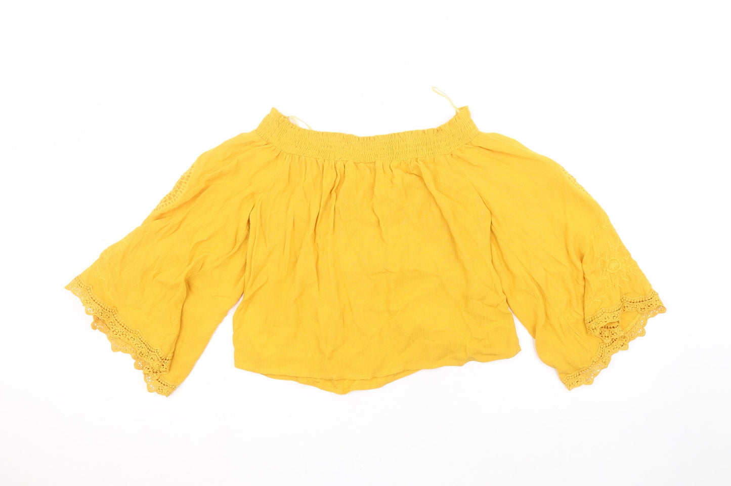 Womens UK Size 6 Miss Selfridge Yellow Basic T-Shirt