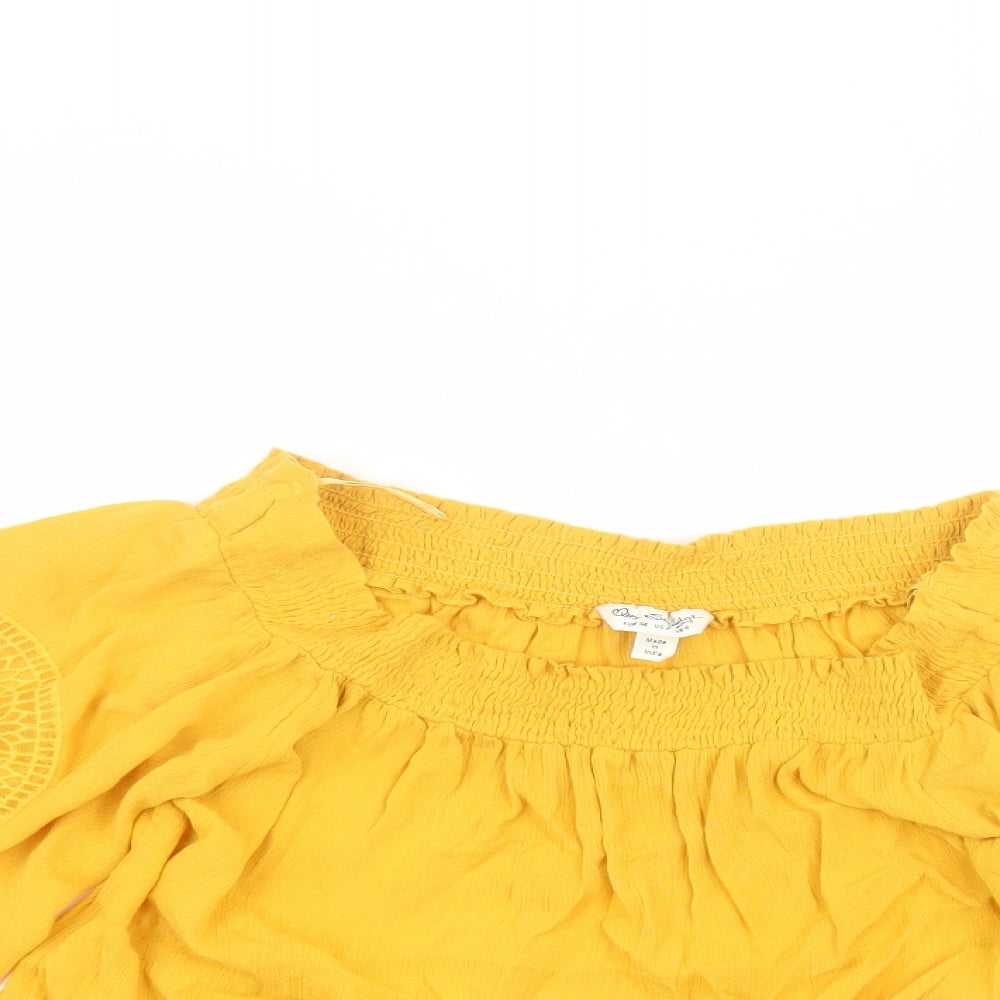 Womens UK Size 6 Miss Selfridge Yellow Basic T-Shirt