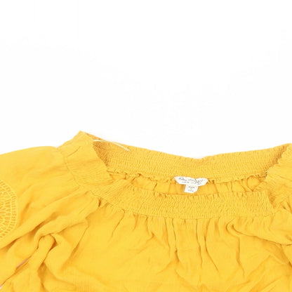 Womens UK Size 6 Miss Selfridge Yellow Basic T-Shirt