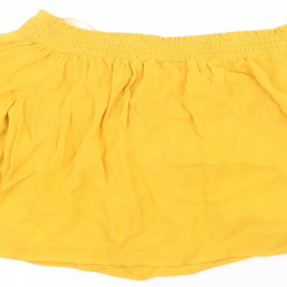 Womens UK Size 6 Miss Selfridge Yellow Basic T-Shirt