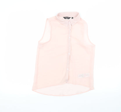 Womens UK Size 12 New Look Pink Basic Button-Up