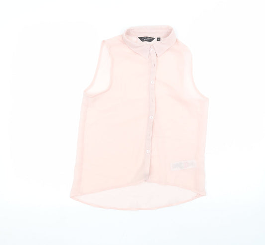 Womens UK Size 12 New Look Pink Basic Button-Up