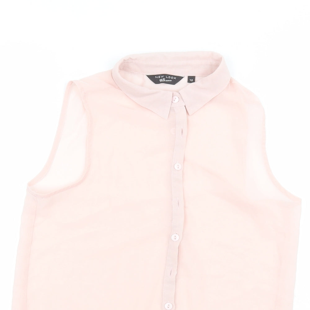 Womens UK Size 12 New Look Pink Basic Button-Up