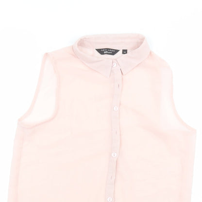 Womens UK Size 12 New Look Pink Basic Button-Up