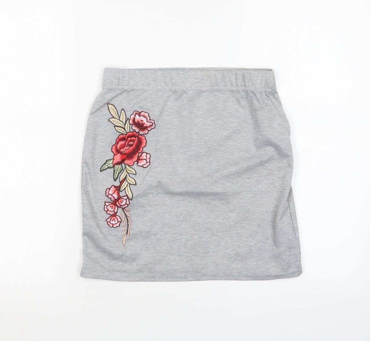 Additional front view of Select women’s grey mini skirt, size UK 10