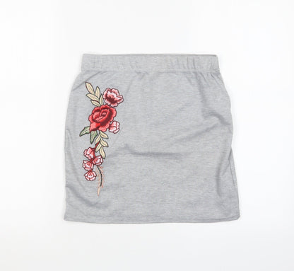 Additional front view of Select women’s grey mini skirt, size UK 10