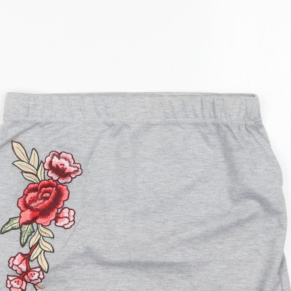 Close-up detail of Select women’s grey mini skirt, size UK 10