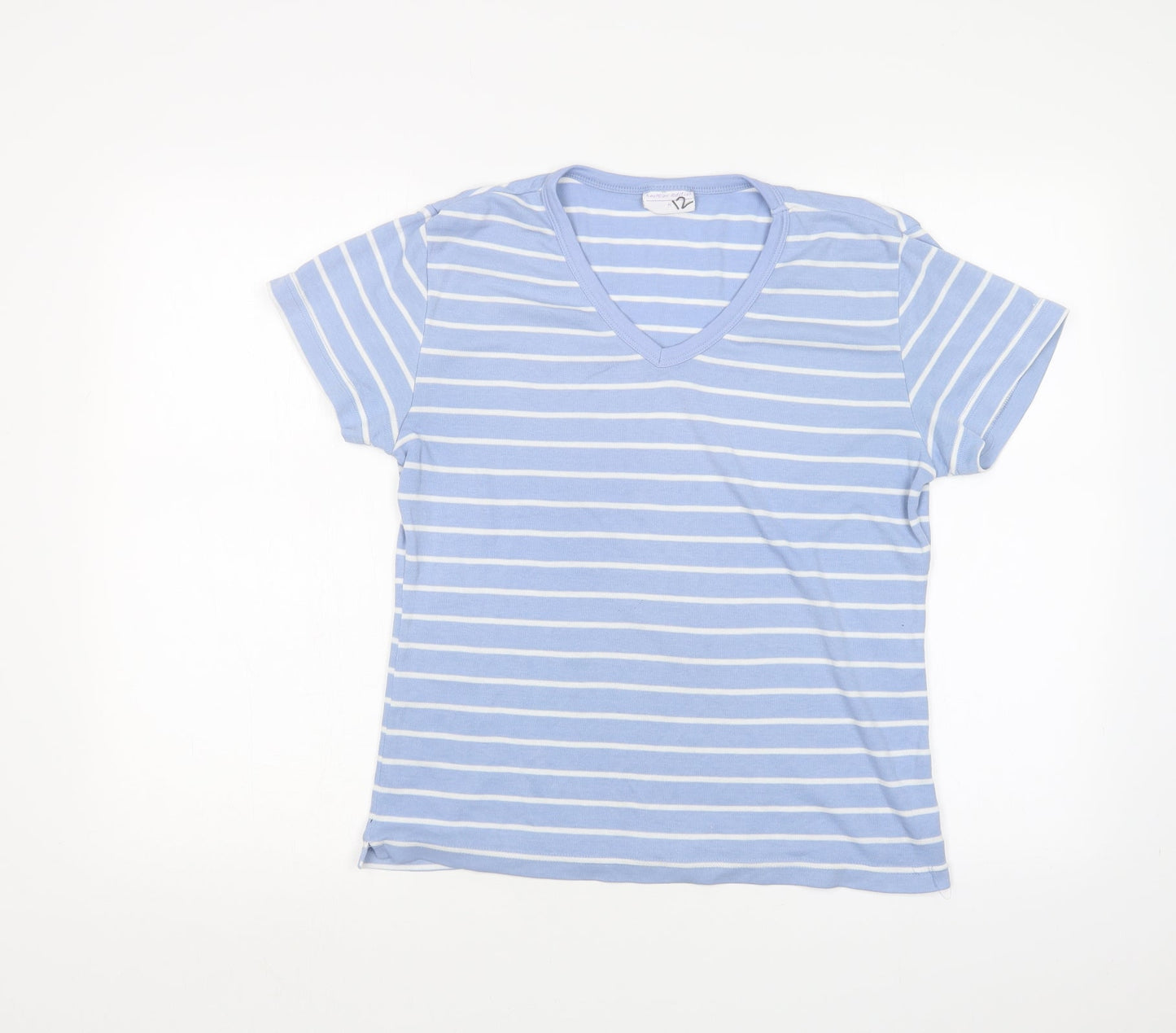 Womens UK Size M Preworn Blue Basic T-Shirt