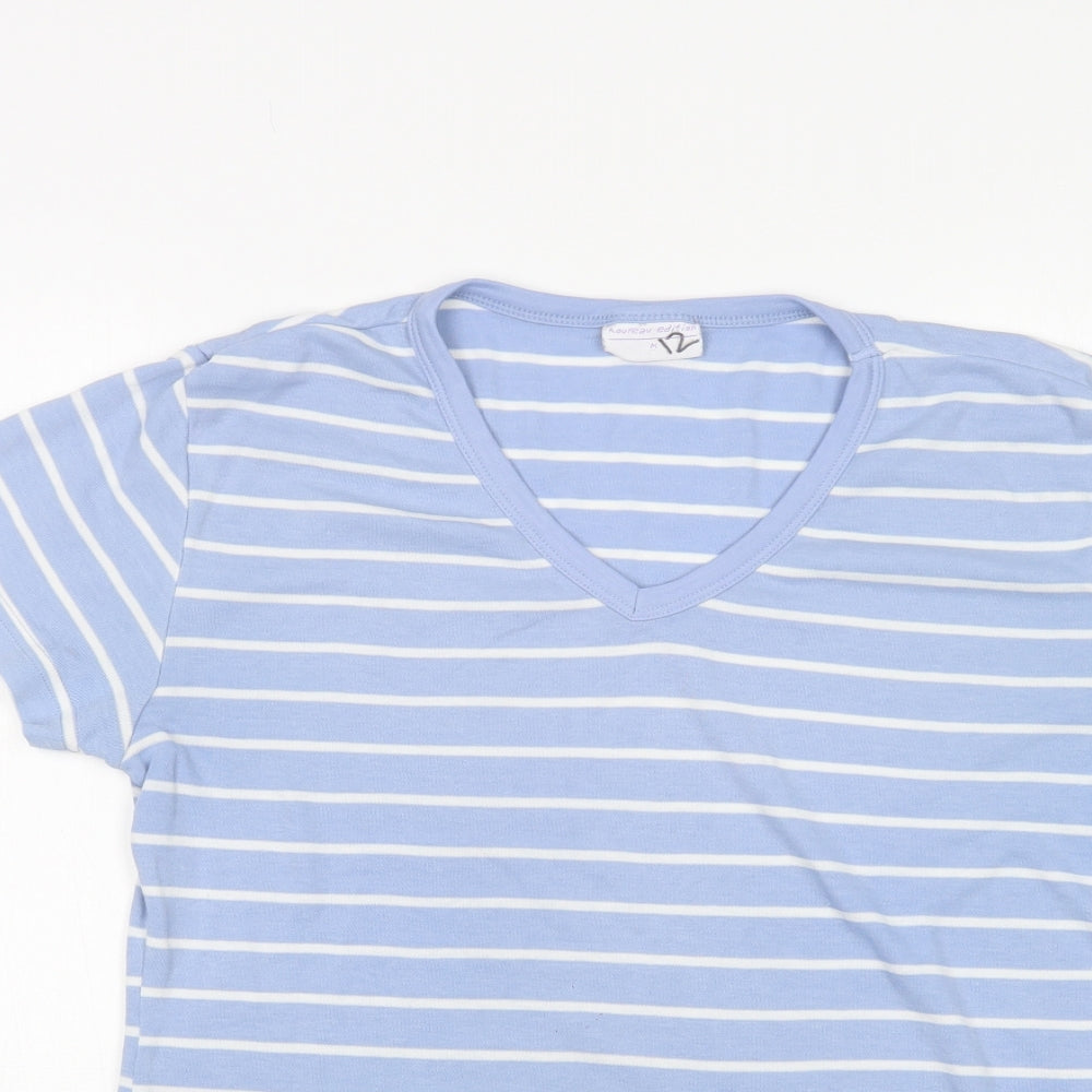 Womens UK Size M Preworn Blue Basic T-Shirt