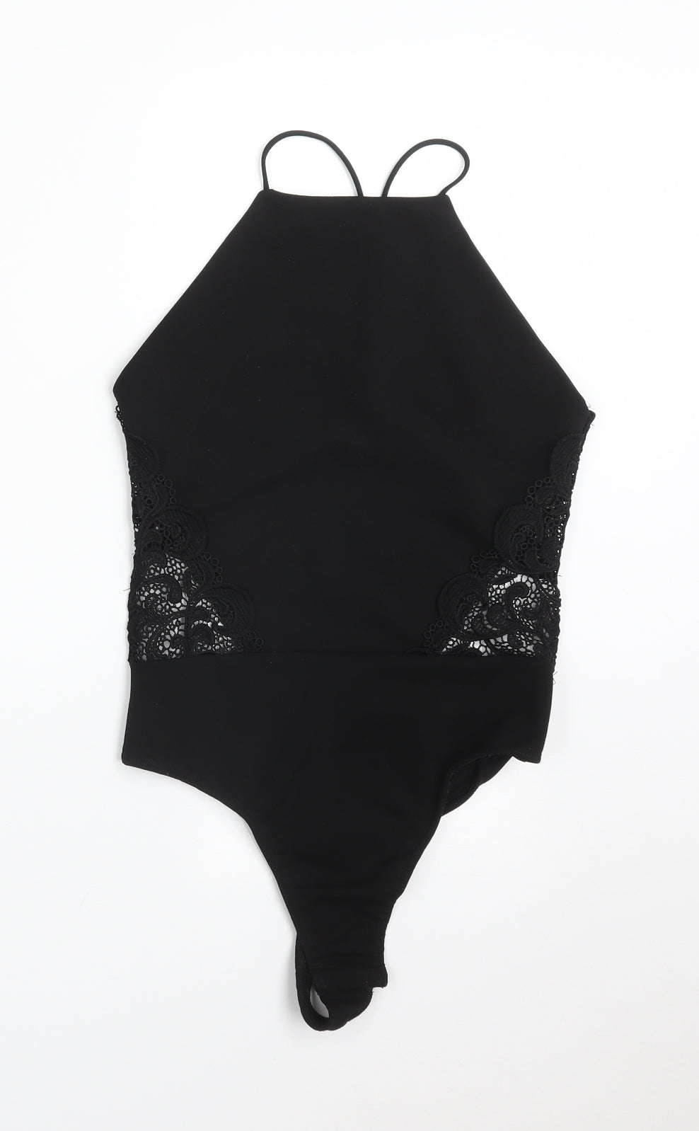 Missguided Womens Black Floral  Bodysuit One-Piece Size 8