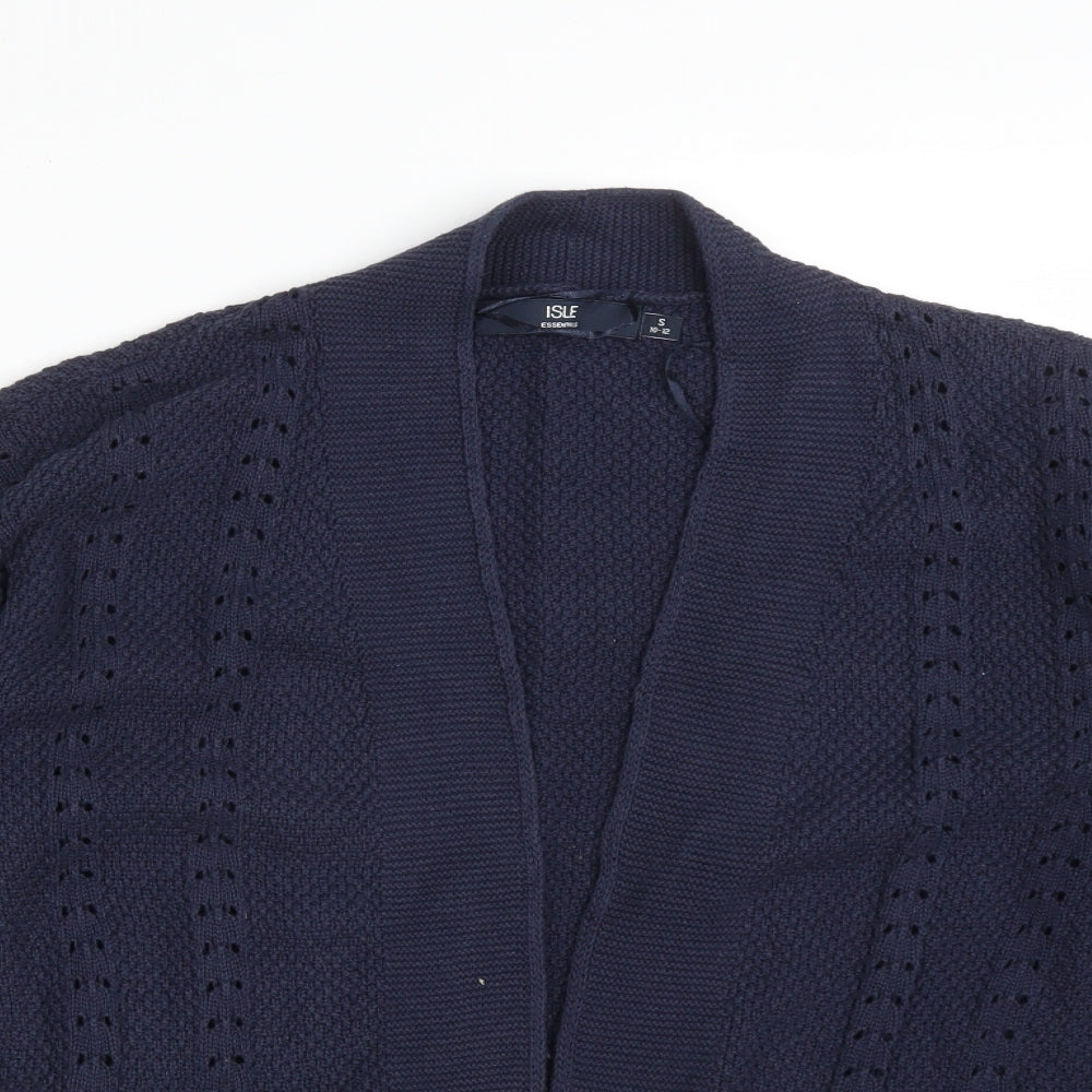 Womens UK Size S ISLE Blue Cardigan Jumper